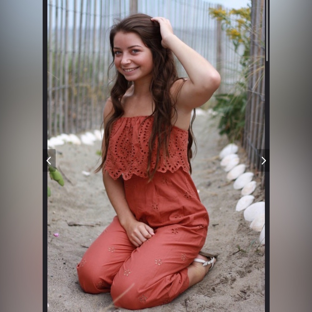 American Eagle Outfitters Terracotta Eyelet Jumpsuit - Picture 3 of 5